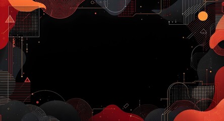 Abstract Red and Black Geometric Background: Modern, Elegant, Tech Design Template