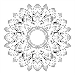Elegant Floral Mandala Pattern in Black and White