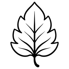 Clean outline drawing of a Big cartoon leaf minimalistic design for coloring page