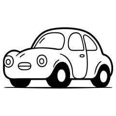 Clean outline drawing of a Big cartoon Car minimalistic design for coloring page