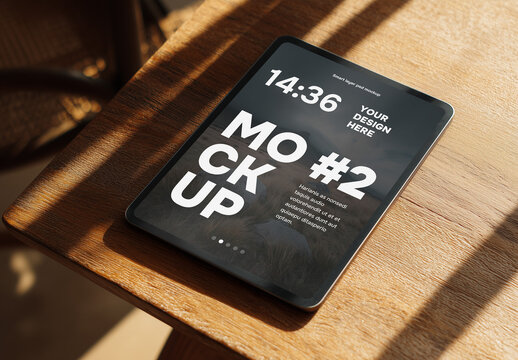 Tablet PC mockup on table