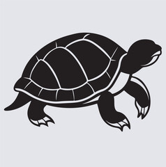 turtle silhouette vector art illustration, turtle on a white
