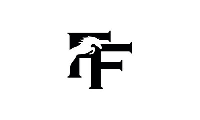 a FF horse themed graphic image, with a white background. vector graphic base.
