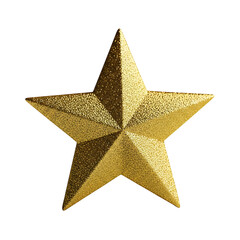 Glittering gold star isolated on transparent background