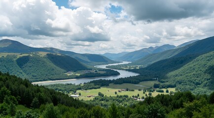 Fototapeta premium mountain landscape with lake and mountains