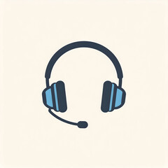 Flat design headset with microphone, symbol of communication, call center support, online gaming, and digital audio.