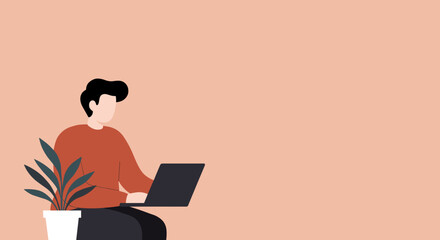 A person working on a laptop, embodying remote work, online learning, or digital business. Ideal for concepts of productivity, freelance, and modern lifestyle.