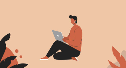Person focused on laptop, working remotely or studying at home. Represents freelance, online business, education, and modern digital lifestyle.