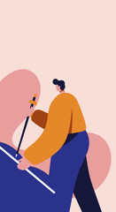 Graphic illustration of an individual engaged in drawing, representing concepts of design, art, innovation, and educational pursuits.