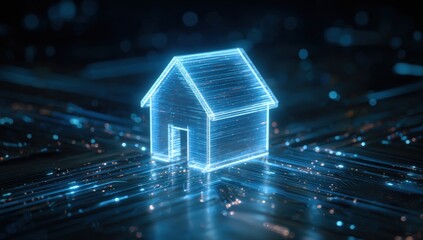 Digital home icon on circuit board