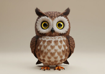 Obraz premium A cartoon owl sitting proudly, featuring large eyes.