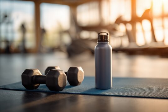 Gym essentials on a yoga mat