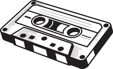 Audio Cassette Tape Illustration: A Detailed Vector Graphic of Analog Sound Recording Media