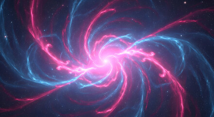 Obraz premium Swirling Galaxy Nebula in Pink and Blue: Abstract Space Art