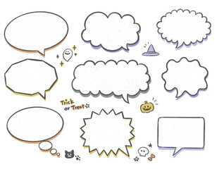 Halloween Speech Bubble Set in Hand-drawn Style / 手描き風ハロウィンふきだしセット