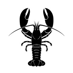 Black silhouette lobster seafood design illustration