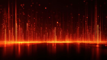 Abstract fiery digital cityscape