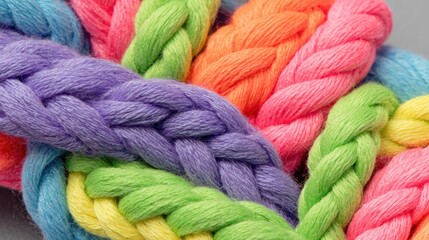 Close-up of colorful braided ropes