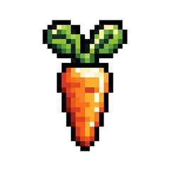 Obraz premium cute pixel art carrot vegetable icon retro style 