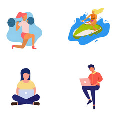 Lifestyle and Activity Illustrations on a transparent Background