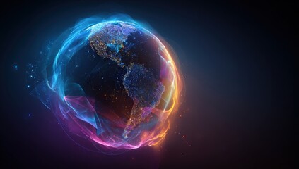 Abstract globe with vibrant energy