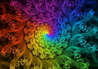 Vibrant spectral spiral graphic showcasing luminous rainbow hues