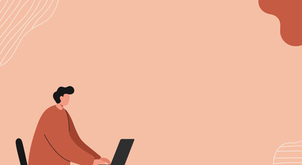 Illustration of a focused person working on a laptop. Perfect for business, education, or remote work concepts, highlighting productivity and modern lifestyle.