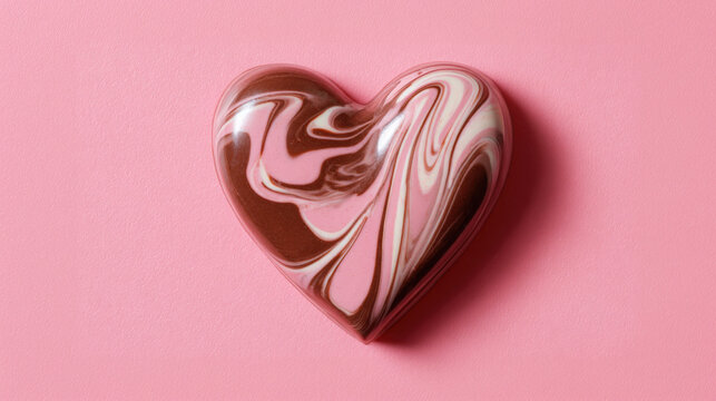 Heart shape dark, white, strawberry-flavored chocolate pattern art. Valentine's Day celebration gift concept. 16:9