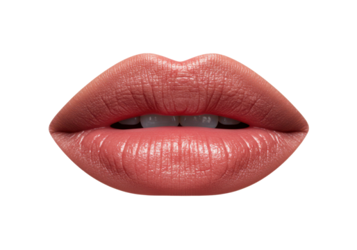 Realistic image of slightly open female lips with pink lipstick, representing beauty, sensuality or cosmetics concept.
