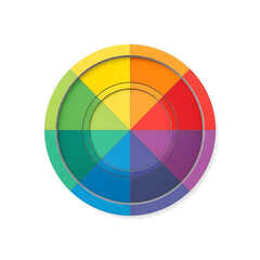 Obraz premium Colorful circular color wheel with concentric rings, showcasing a spectrum of hues.