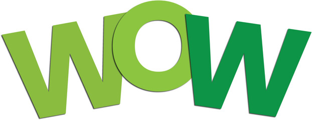Bright green letters spell out the word wow