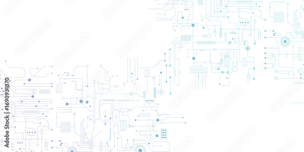 Poster abstract colorful technology background with hud interface elements. futuristic circuit board patter