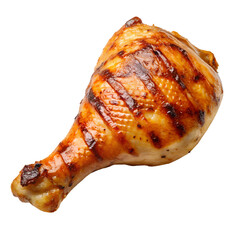 Grilled chicken leg, roasted chicken leg meat on a white background