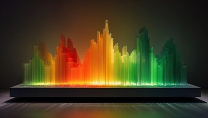 Abstract cityscape, vibrant translucent structures