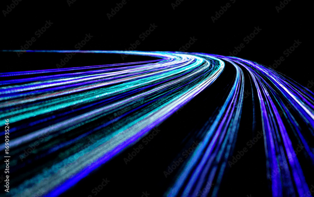Poster colorful light trails creating a dynamic and futuristic visual effect
