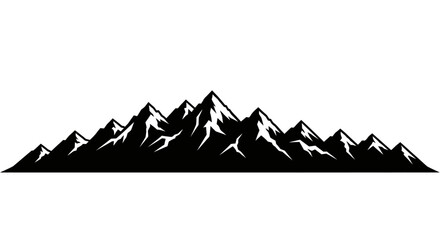 Majestic Black and White Mountain Range Silhouette Panoramic View © Kumara