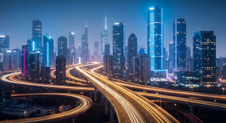 Obraz premium Futuristic City Network Background with Digital Connections and Smart Technology Concept,