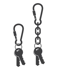 carabiner clip  with chain and key icon