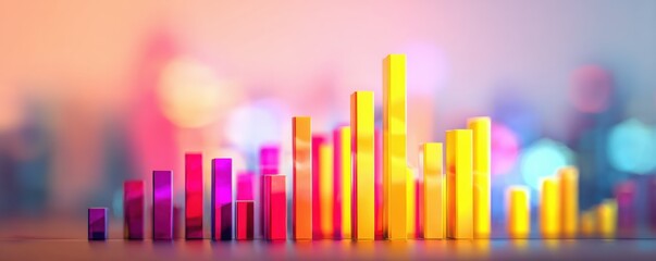 Colorful bar graph on a blurred background