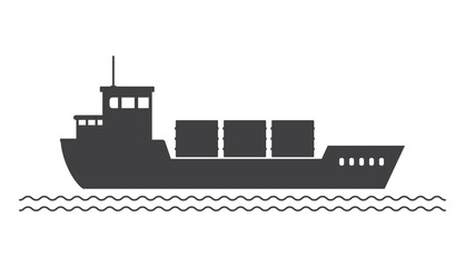 Obraz premium ship tanker vessel in sea wave icon