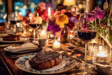 Elegant steak dinner party