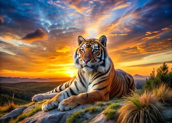 Majestic tiger at sunrise