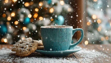 Fototapeta premium Cozy Christmas drink with cookies