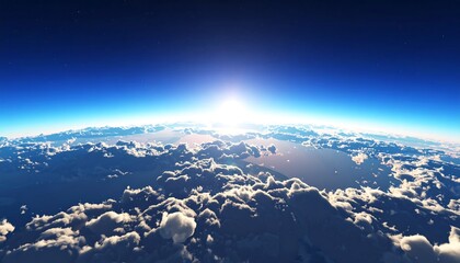 Panoramic view of a sunrise over a dense cloud layer