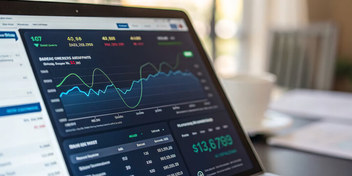 Financial dashboard fintech interface real time loan disburse investment analysis digital chart data visualization business analytics modern technology economic growth professional workspace