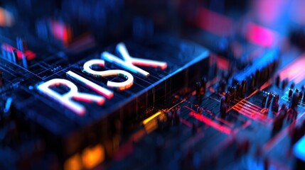 Abstract representation of risk in a digital environment with glowing elements and intricate details