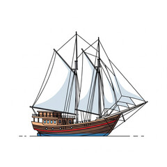 Obraz premium Flat icon illustration of Pinisi Bugis sailing ship.
