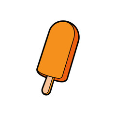 Orange popsicle on a stick isolated on transparent background