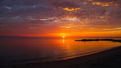 volcanic sunrise at the beach