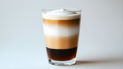 Layered Coffee Drink with Whipped Cream in Glass beverage